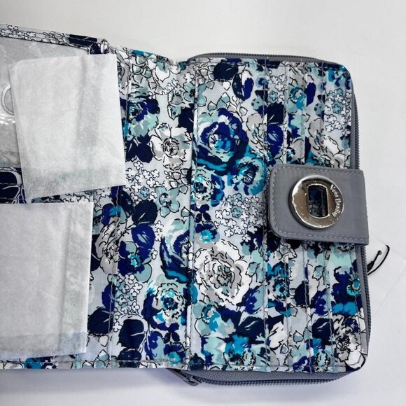 Vera Bradley Women's Performance Nylon Turnlock Wallet  in Gray RFID Protection - Picture 4 of 10